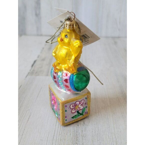 Radko Crack-up Easter blown glass ornament chick glitter egg Xmas - Picture 2 of 7
